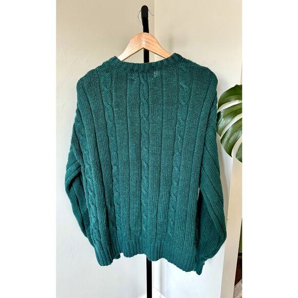Vintage Green Cable Sweater Environmental Clothing - Picture 2 of 3